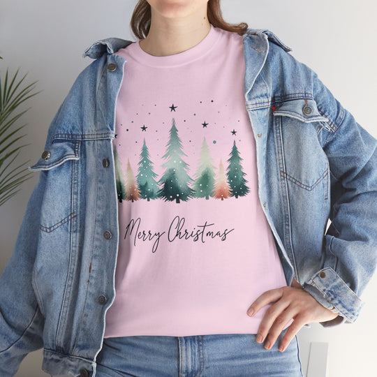 Star & Snow Cute Christmas Trees Unisex T Shirt - Wave Fusions