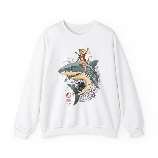 Shark Rider Cat Sweatshirt - Aquatic Adventure Gear