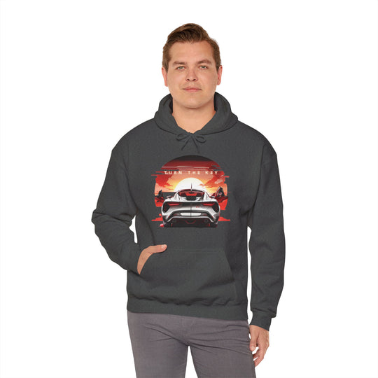 Turn the Key Redline Sunset Car Hoodie - Wave Fusions Thrill Seeker Collection