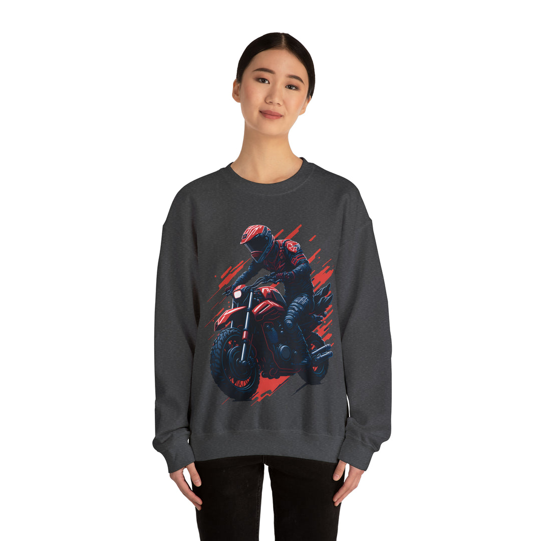 Biker Unisex Heavy Blend Crewneck Sweatshirt - Wave Fusions