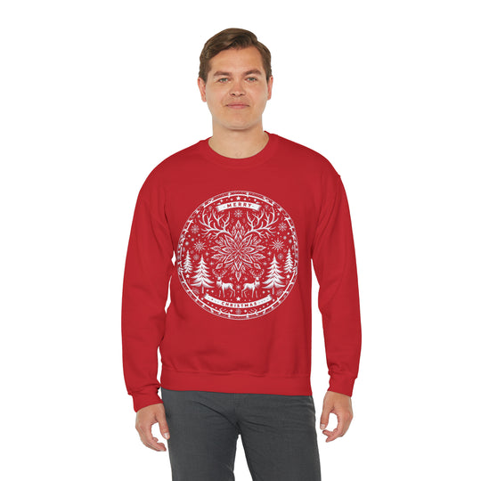 Snowflake Majesty Christmas Medallion Unisex Sweatshirt - Wave Fusions