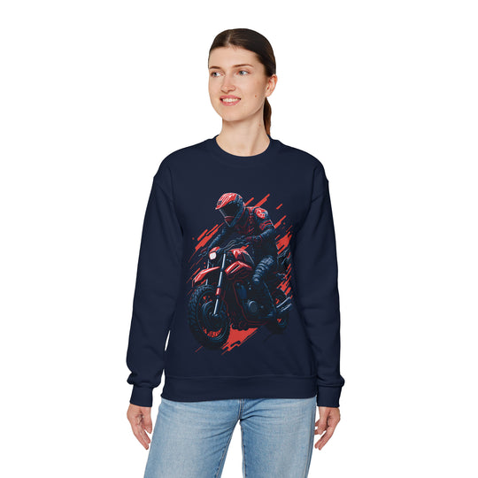 Biker Unisex Heavy Blend Crewneck Sweatshirt - Wave Fusions