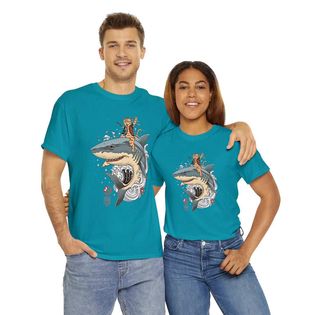 Shark Rider Cat T-Shirt - Aquatic Adventure Gear