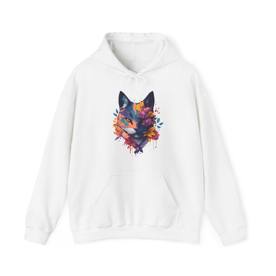 Floral Feline Grace Blossom Kitty Hoodie - Artistic Cat Flair