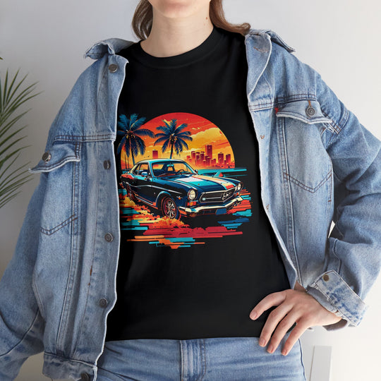 Classic Car Beach Sunset T-shirt   - Vintage City Fashion