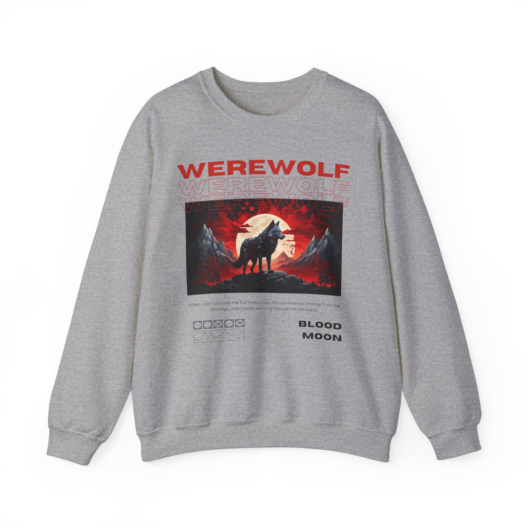 Blood Moon Werewolf Sweatshirt- Moonlit Mountain Lore