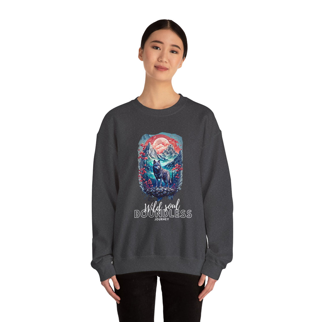 Wild Soul Endless Journey Sweatshirt - Mountain Wolf Spirit