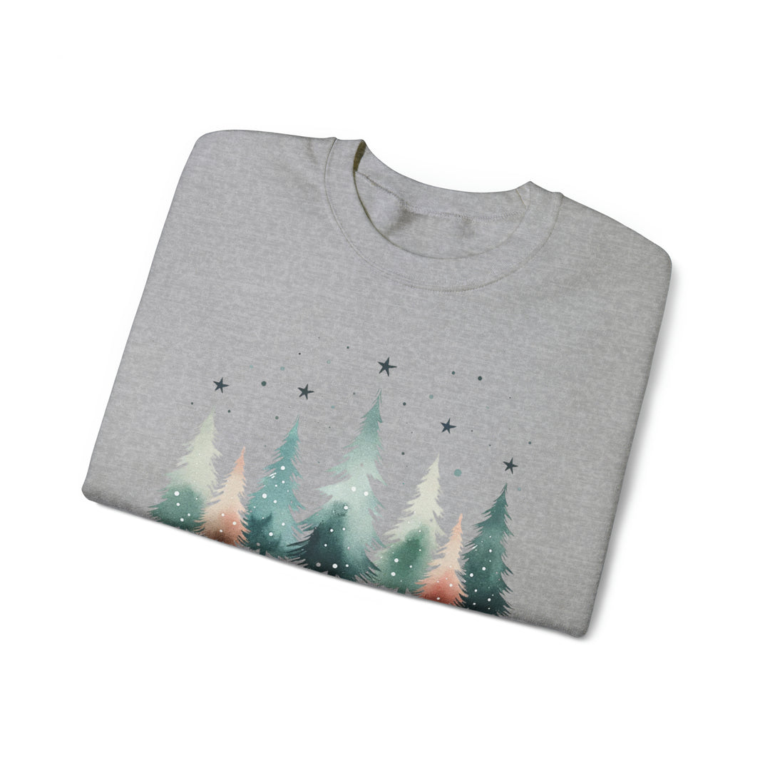 Stars & Snow Cute Christmas Trees Unisex Sweatshirt - Wave Fusions