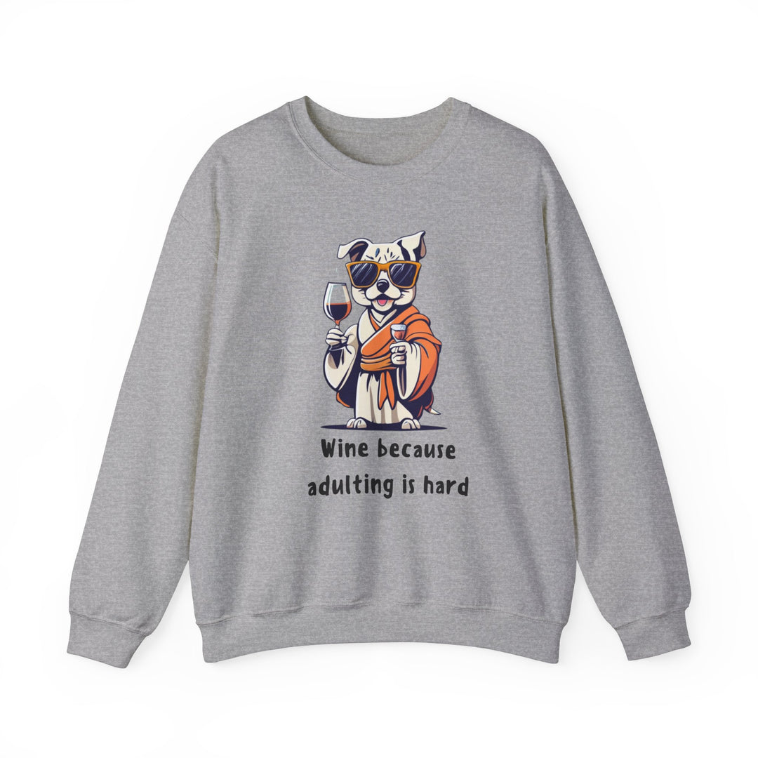 Wine Because Adulting Is Hard  Cat Sweatshirt - Relaxation Series