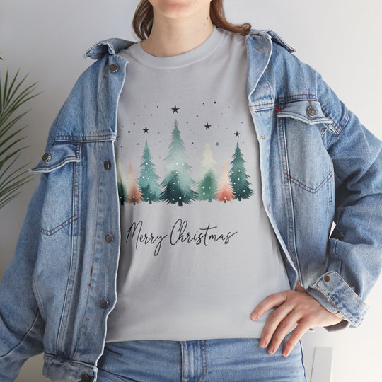 Star & Snow Cute Christmas Trees Unisex T Shirt - Wave Fusions