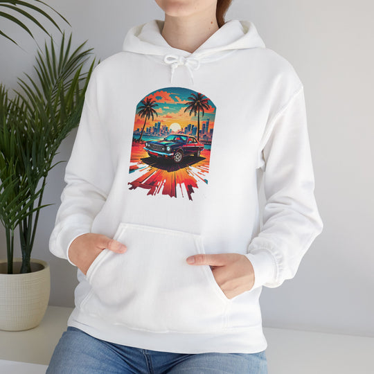 Cityscape Sunburst Car Hoodie - Vintage City Fashion