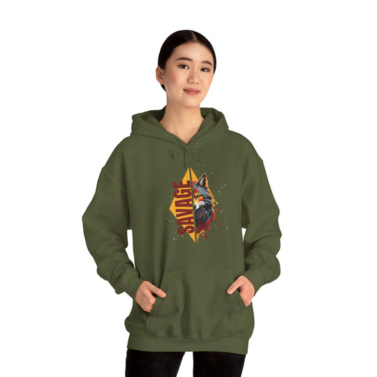 Savage Flame Wolf Hoodie - Heat of the Wild