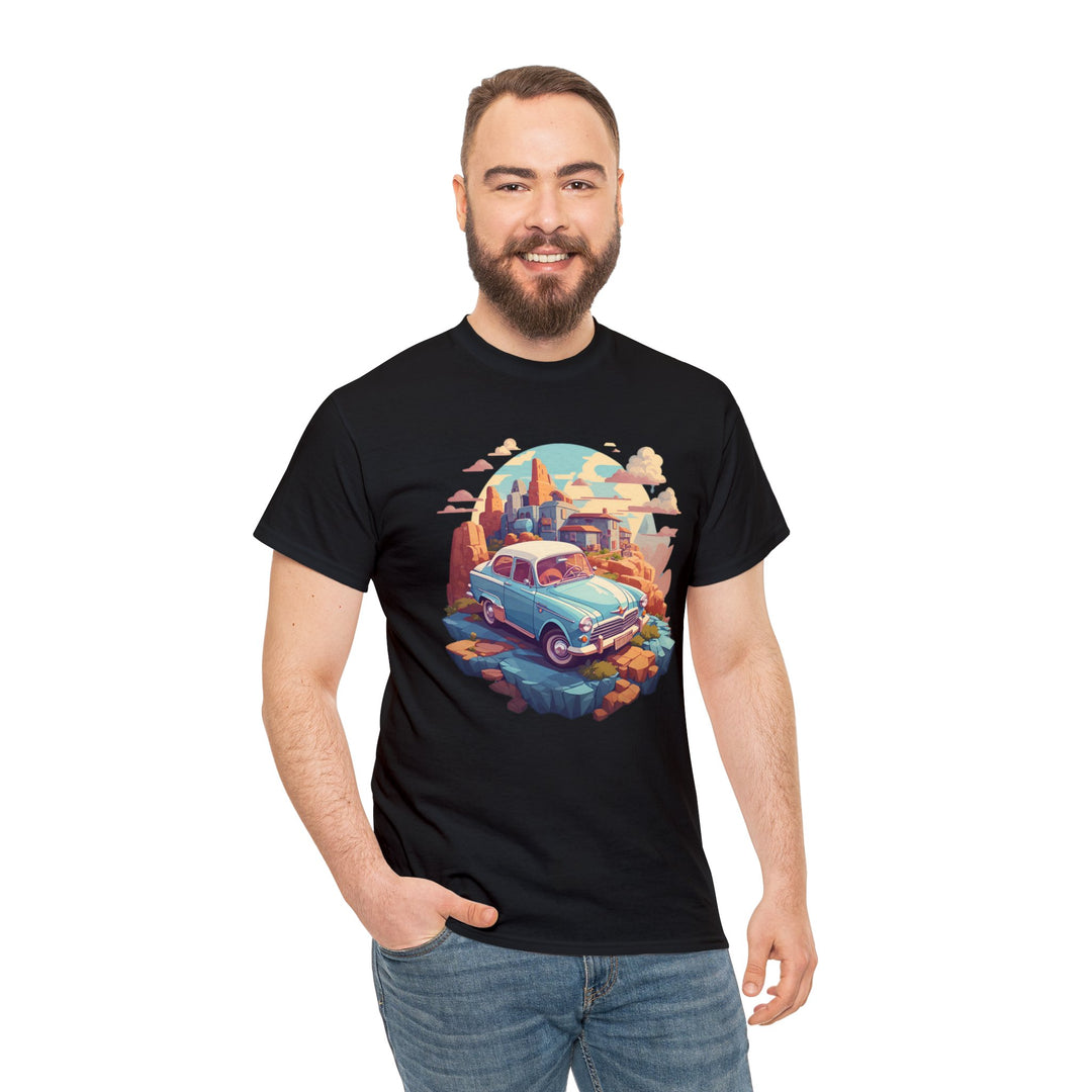 Vintage Car Sky City T-shirt - Vintage City Fashion