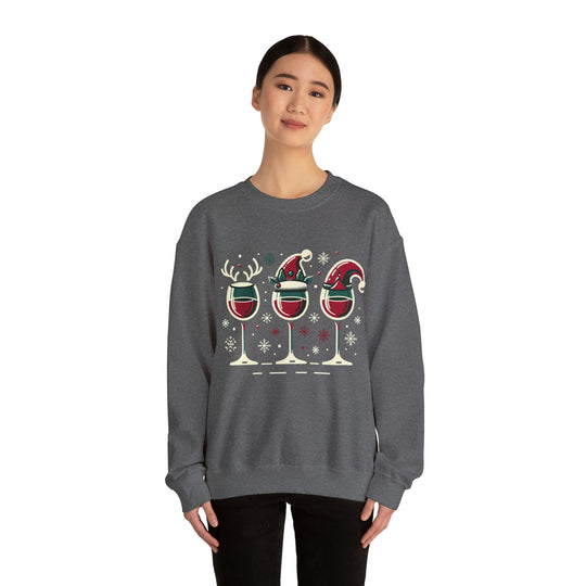 Holiday Cheer Wine Glasses Unisex Sweatshirt - Wave Fusions