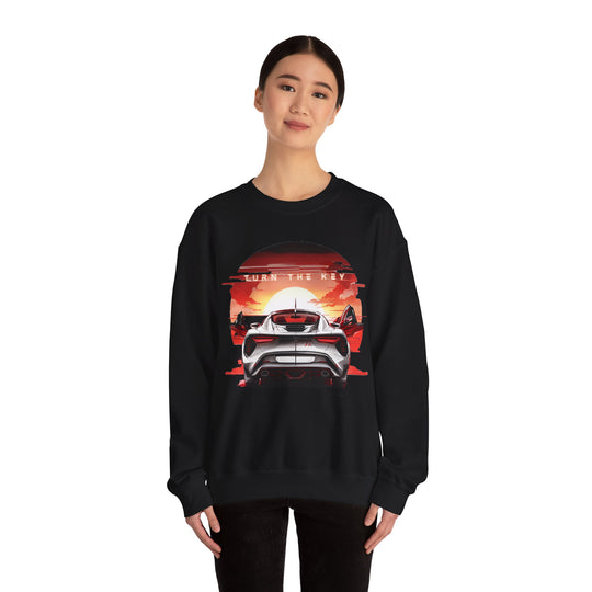 Turn the Key Redline Sunset Escape Sweatshirt - Wave Fusions Thrill Seeker Collection