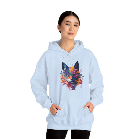 Floral Feline Grace Blossom Kitty Hoodie - Artistic Cat Flair