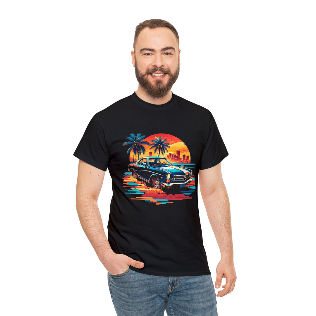 Classic Car Beach Sunset T-shirt   - Vintage City Fashion