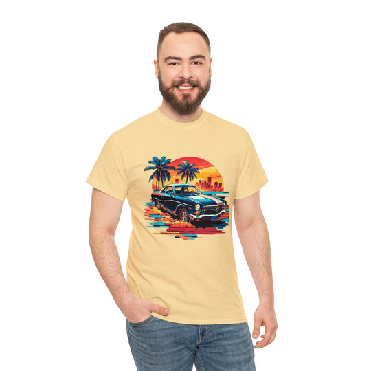 Classic Car Beach Sunset T-shirt   - Vintage City Fashion