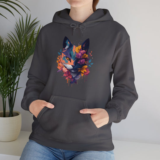 Floral Feline Grace Blossom Kitty Hoodie - Artistic Cat Flair