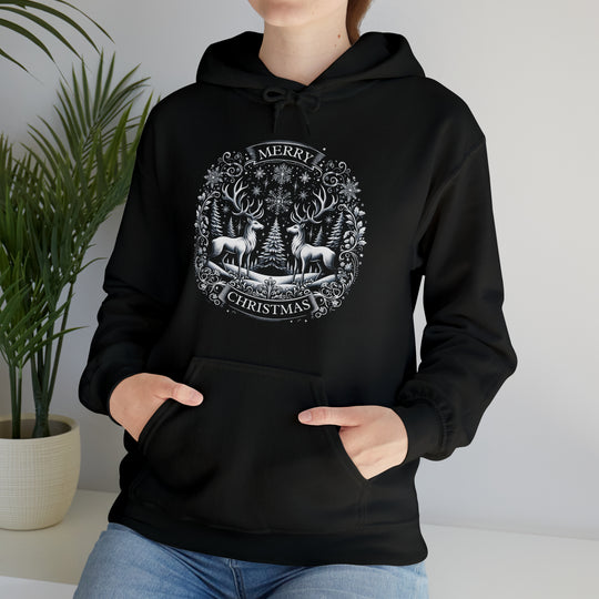 Woodland Reindeer Christmas Elegance Unisex Hoodie - Wave Fusions