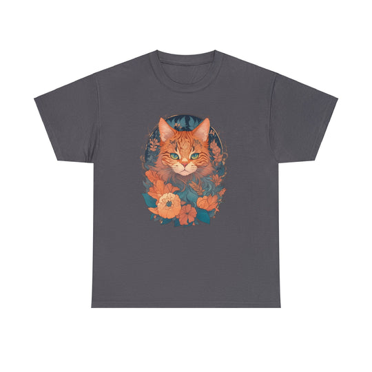 Garden Gaze Cat Petals and Paws T-shirt - Blooming Cat