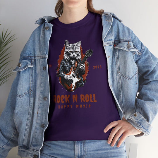 Rock N Roll Cat Guitarist T-Shirt - Happy Tunes