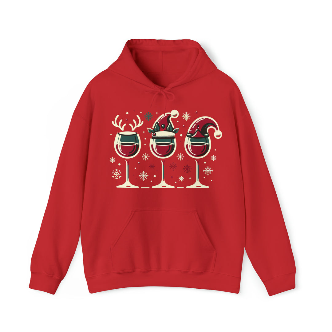 Holiday Cheer Wine Glasses Unisex Hoodie - Wave Fusions