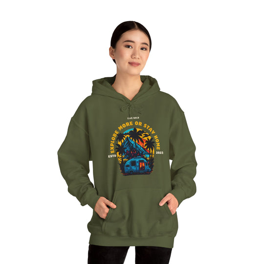 Explore more or Stay Home Hoodie - Adventure Awaits