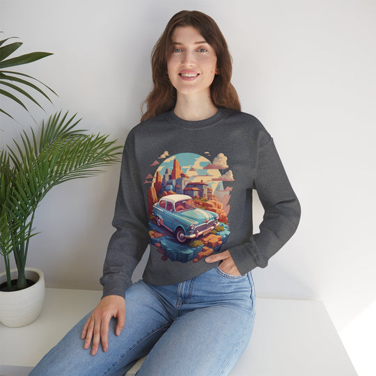 Vintage Car Sky City Sweatshirt - Vintage City Fashion