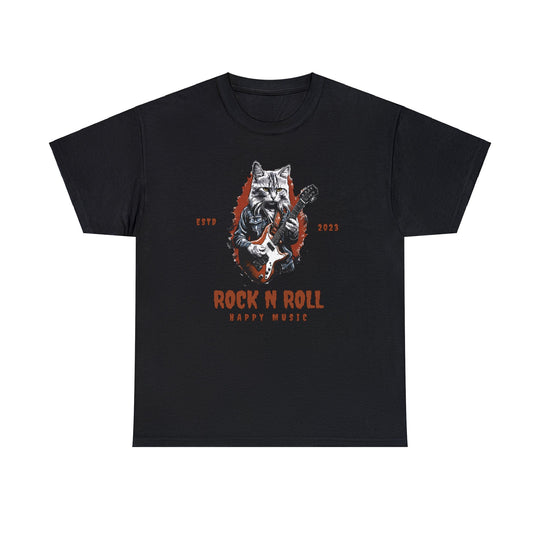 Rock N Roll Cat Guitarist T-Shirt - Happy Tunes