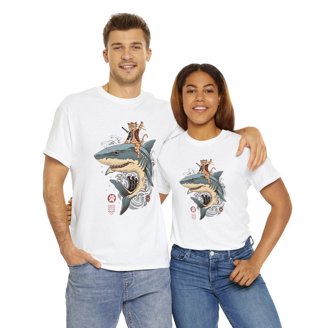 Shark Rider Cat T-Shirt - Aquatic Adventure Gear