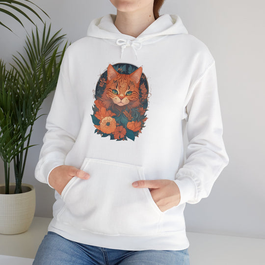 Garden Gaze Cat Petals and Paws Hoodie - Blooming Cat