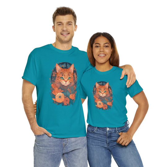 Garden Gaze Cat Petals and Paws T-shirt - Blooming Cat