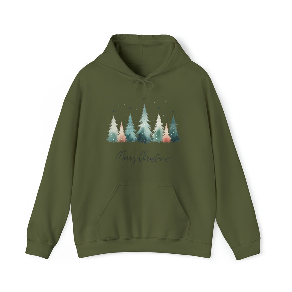 Star & Snow Cute Christmas Trees Unisex Hoodie - Wave Fusions