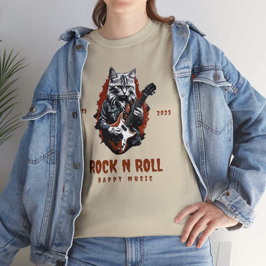 Rock N Roll Cat Guitarist T-Shirt - Happy Tunes