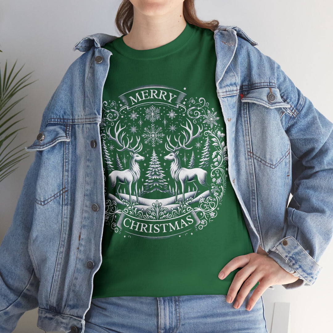 Woodland Reindeer Christmas Elegance Unisex T Shirt - Wave Fusions