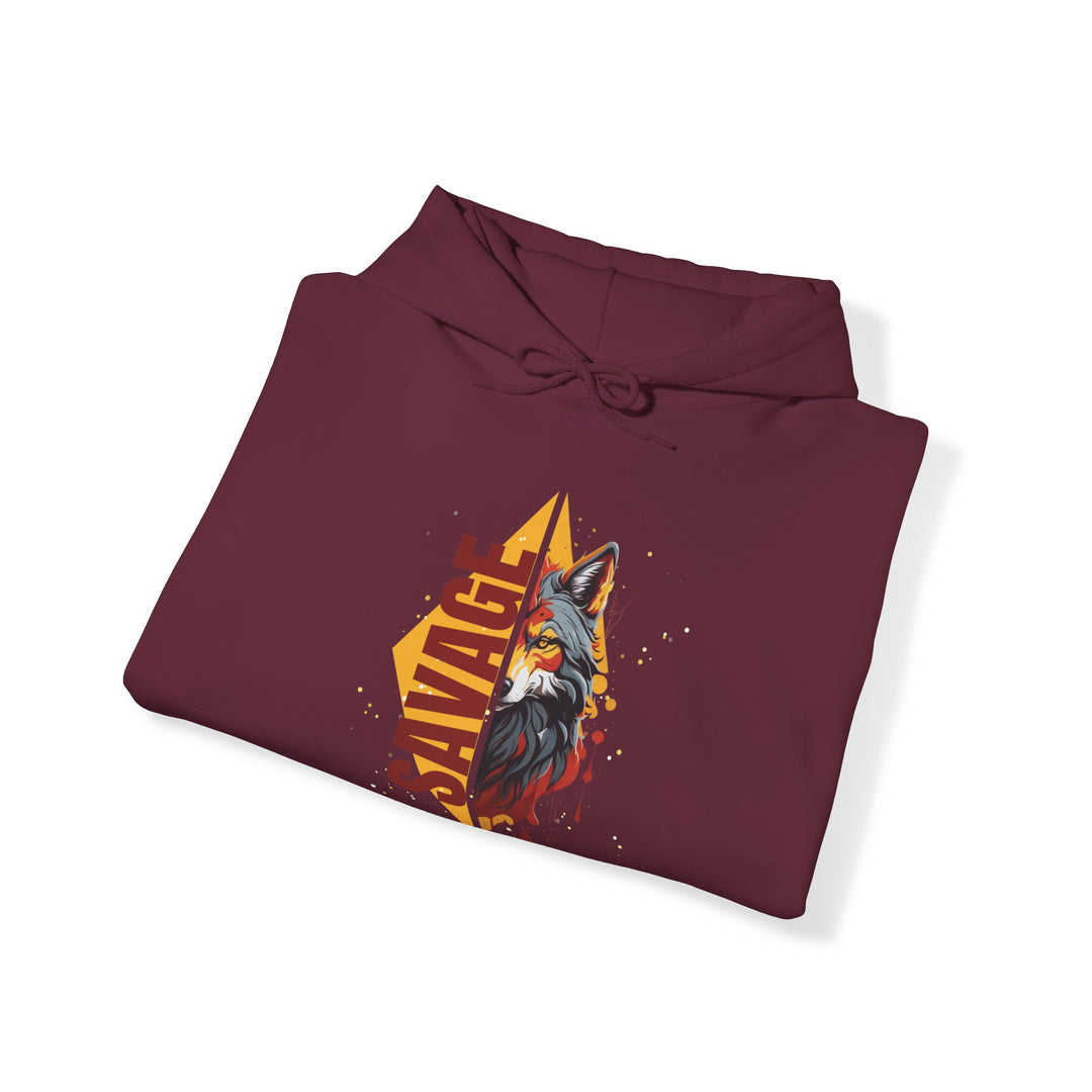 Savage Flame Wolf Hoodie - Heat of the Wild