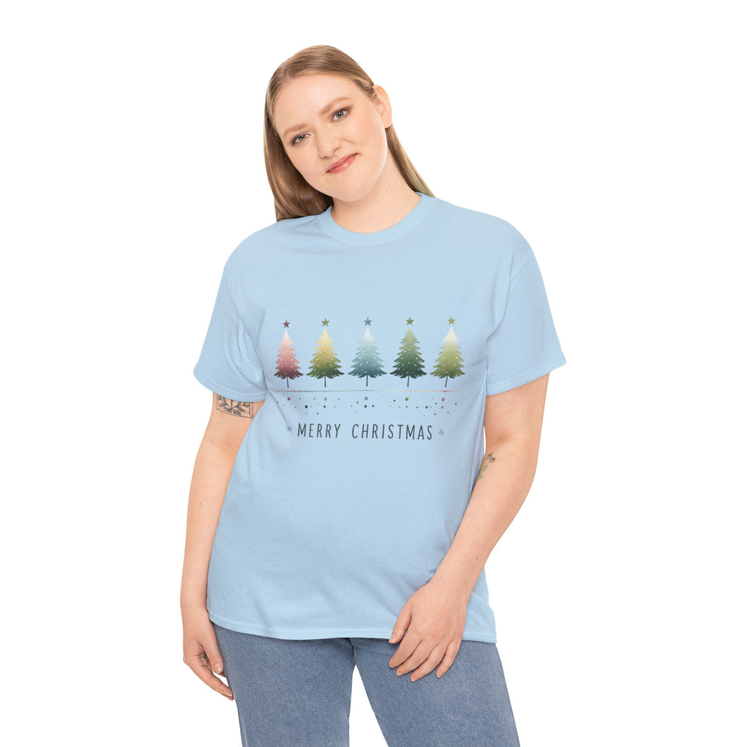 Pastel Forest Noel Christmas Trees Unisex T Shirt - Wave Fusions