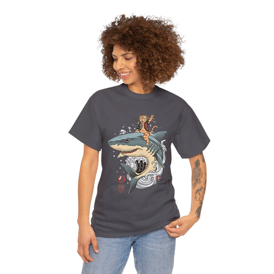 Shark Rider Cat T-Shirt - Aquatic Adventure Gear