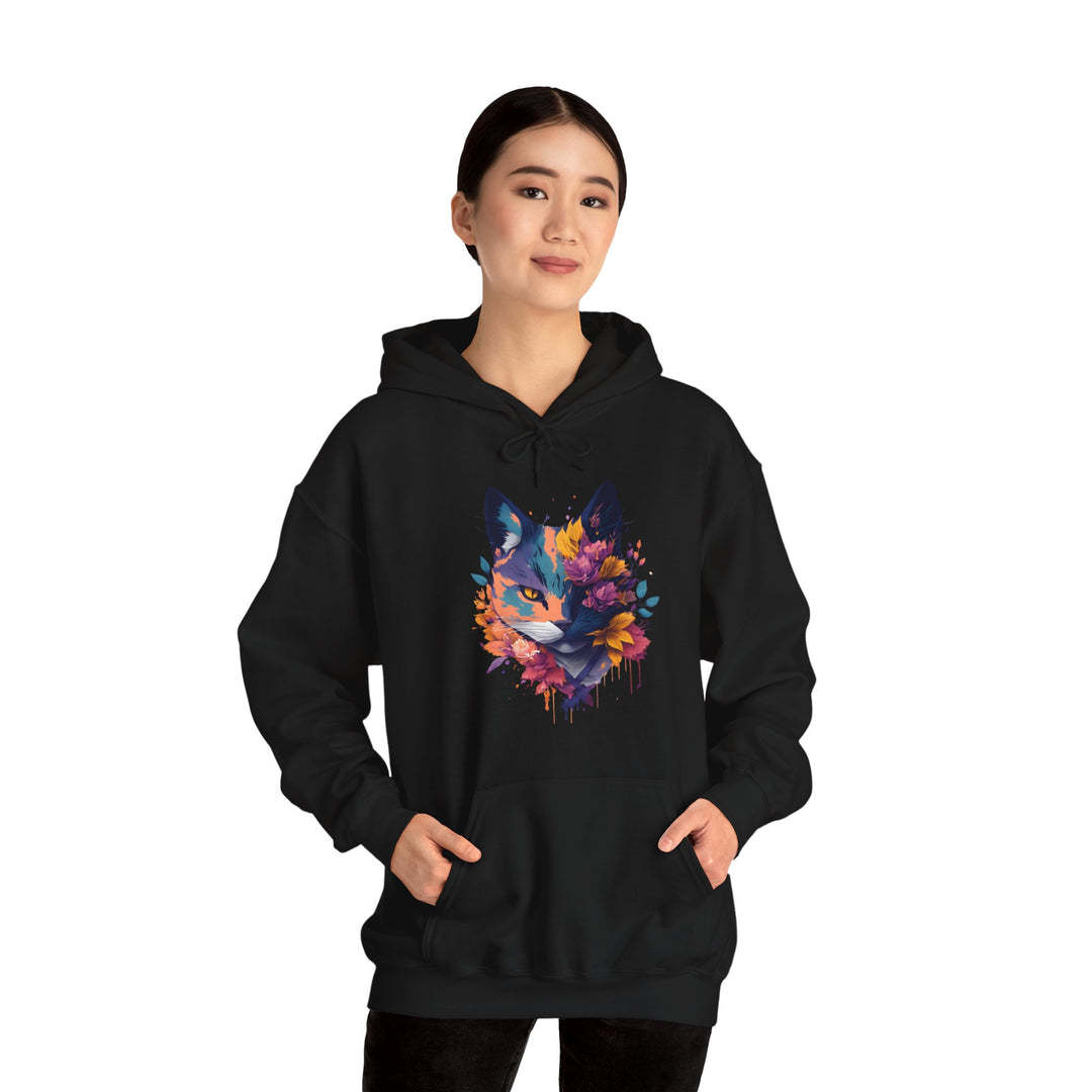 Floral Feline Grace Blossom Kitty Hoodie - Artistic Cat Flair