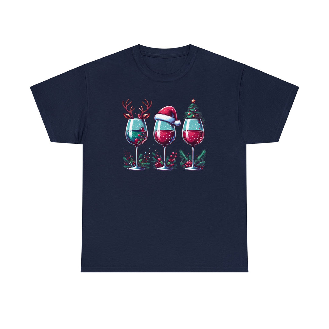 Wine Christmas Spirit Glasses Unisex T Shirt - Wave Fusions