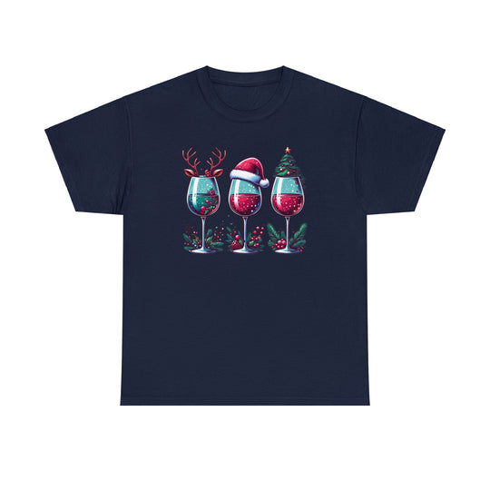 Wine Christmas Spirit Glasses Unisex T Shirt - Wave Fusions