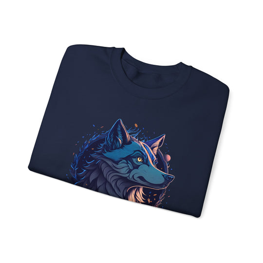 Lone Wolf Majesty Sweatshirt- Vibrant Wilderness