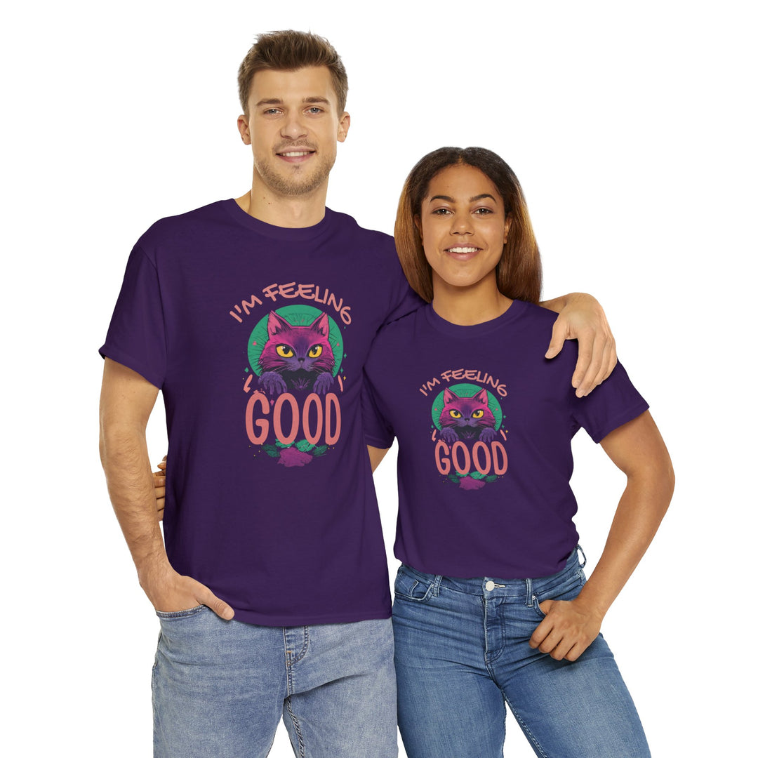 Feelin' Good Feline T-Shirt - Vibrant Vibes Cat