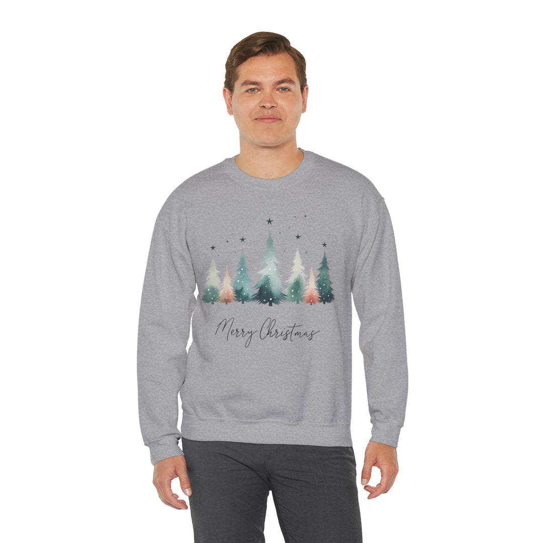 Stars & Snow Cute Christmas Trees Unisex Sweatshirt - Wave Fusions