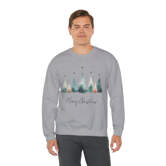 Stars & Snow Cute Christmas Trees Unisex Sweatshirt - Wave Fusions