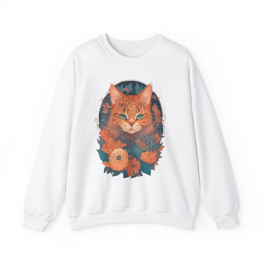 Garden Gaze Cat Petals and Paws Sweatshirt - Blooming Cat