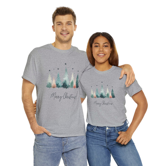 Star & Snow Cute Christmas Trees Unisex T Shirt - Wave Fusions