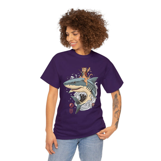 Shark Rider Cat T-Shirt - Aquatic Adventure Gear