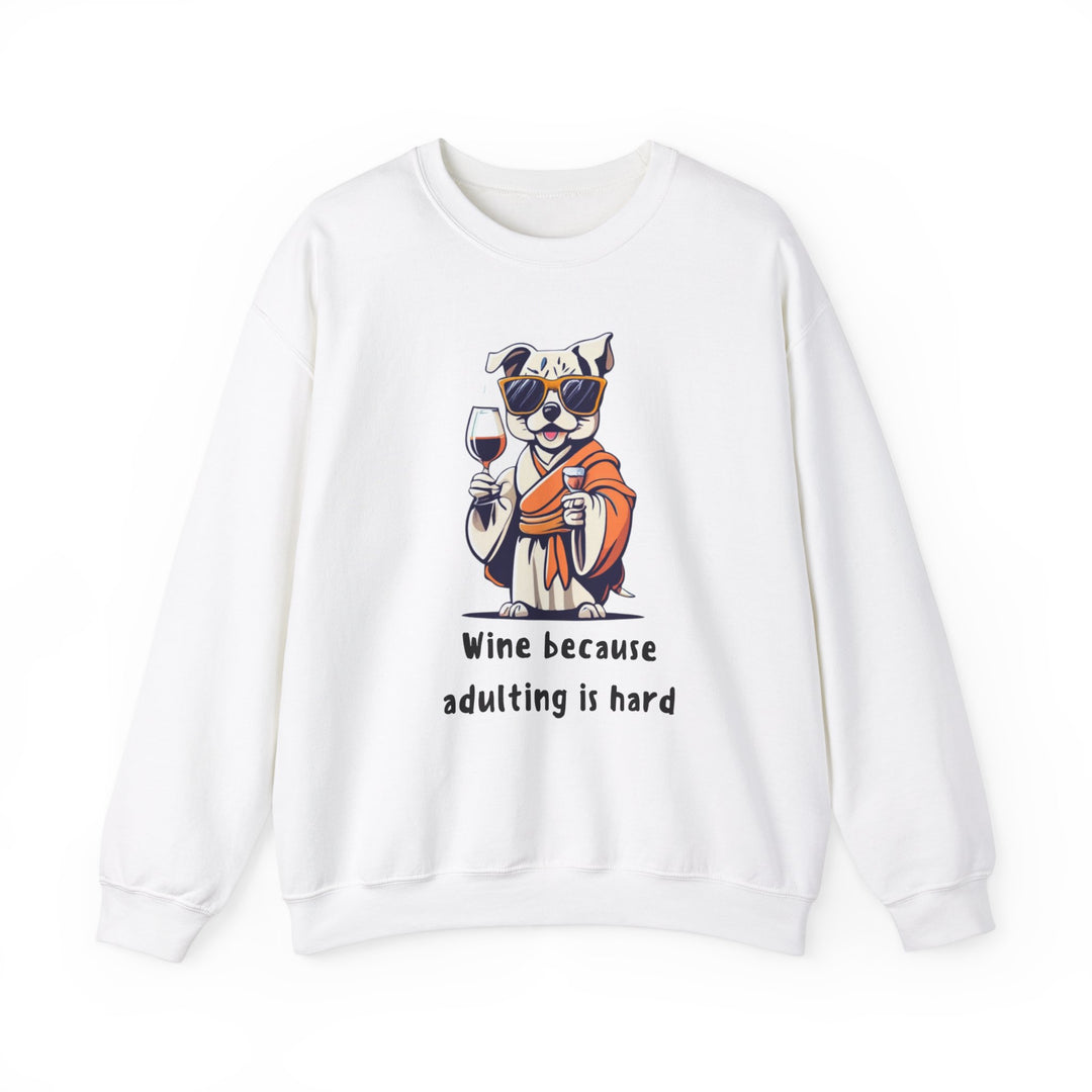 Wine Because Adulting Is Hard  Cat Sweatshirt - Relaxation Series